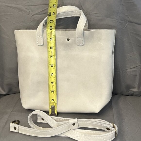 Portland Leather, Crossbody Tote, Beluga/White, w/Journal & Tassel Bag Charm - Picture 4 of 15